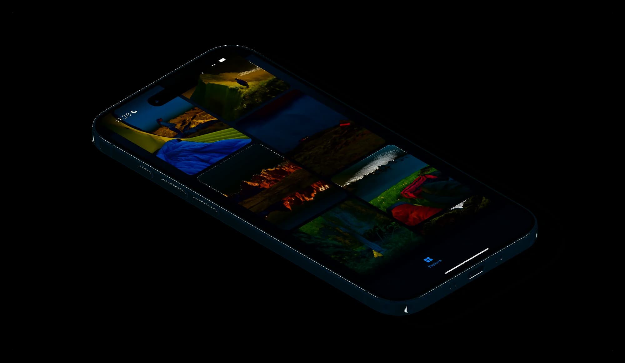 An iPhone showing the photo wall of a guide in the Sceniq app