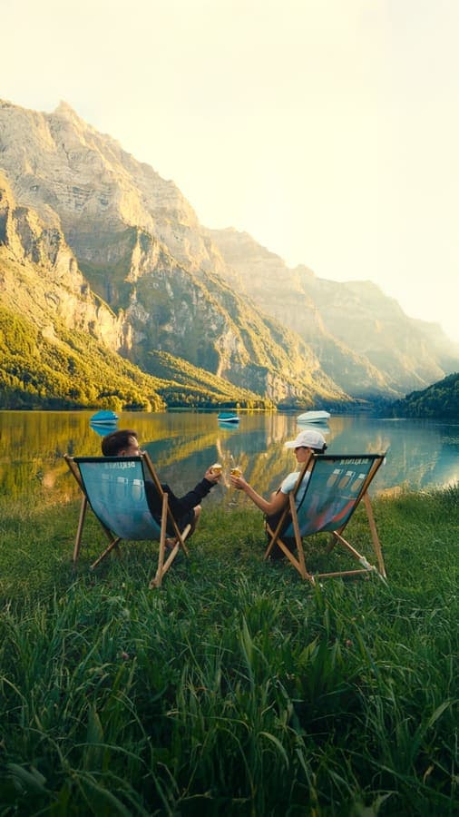 Long lake stretched between steep green walls