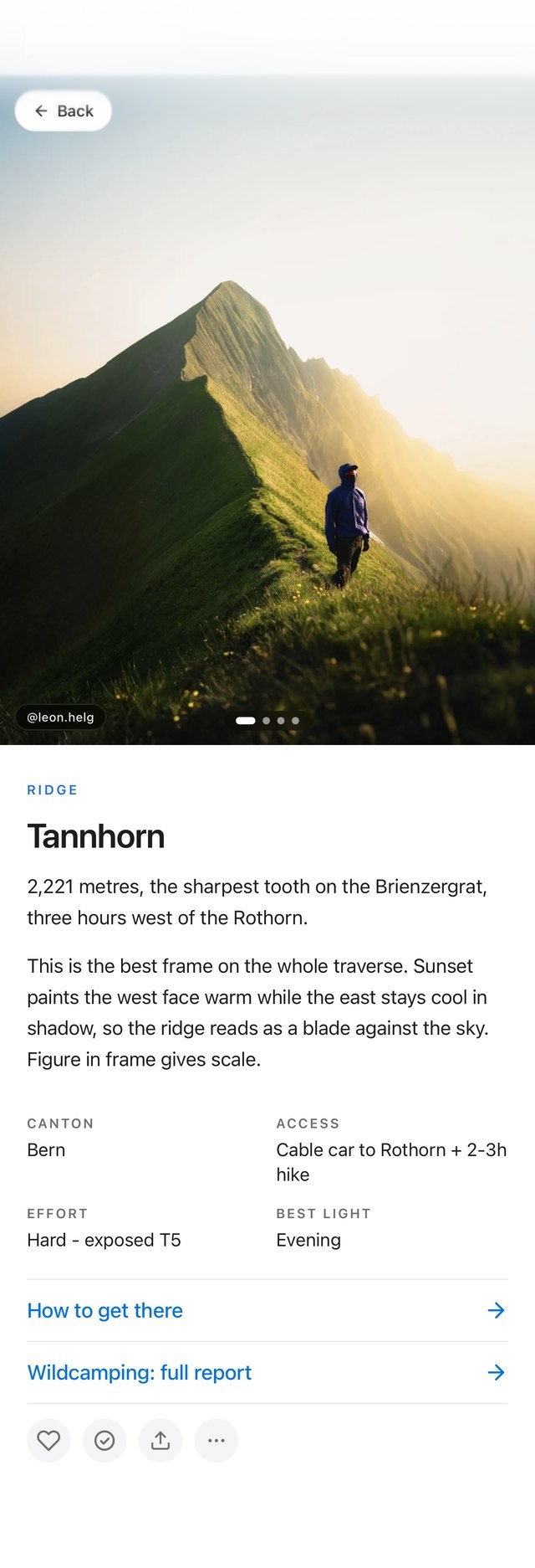 The Tannhorn spot in the Sceniq app: the sharpest tooth on the Brienzergrat with access, effort and best light